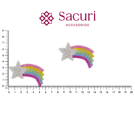 Parche estrella con arcoiris 6x3 cristal 2mm P475HC