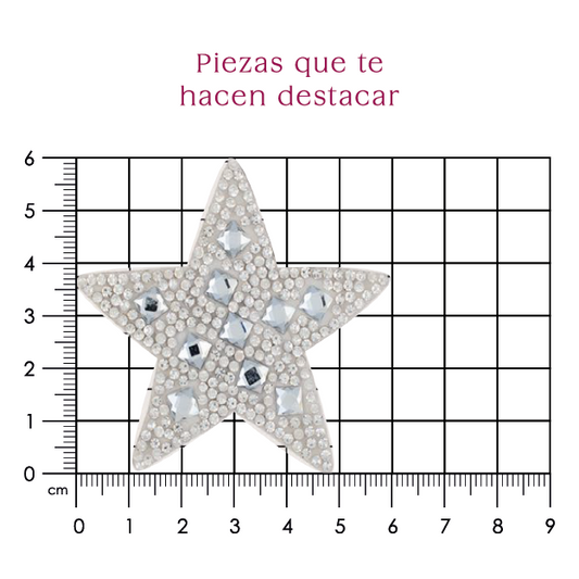 Parche estrella 6cm cristal 2mm + cuadro 4x4mm P476HC