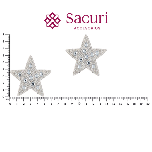 Parche estrella 6cm cristal 2mm + cuadro 4x4mm P476HC