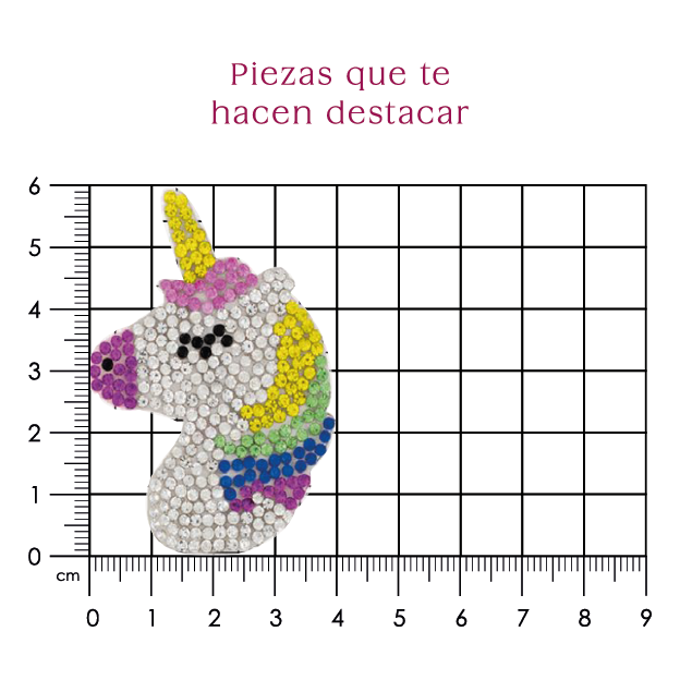 Parche unicornio cabeza 40x60mm cristal 2mm P480HC