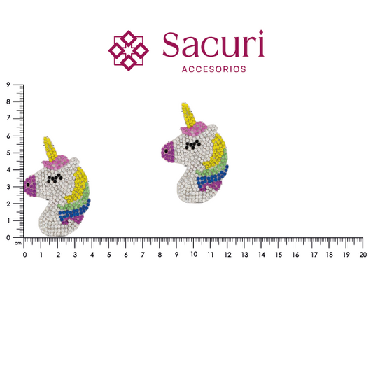 Parche unicornio cabeza 40x60mm cristal 2mm P480HC