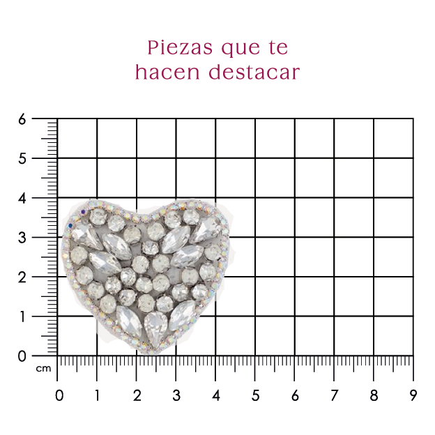 Parche corazón 45x40mm cristal varios P484HC