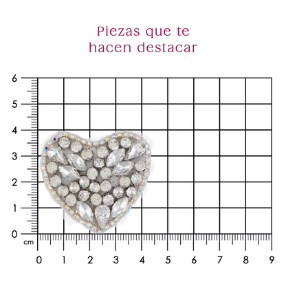 Parche corazón 45x40mm cristal varios P484HC