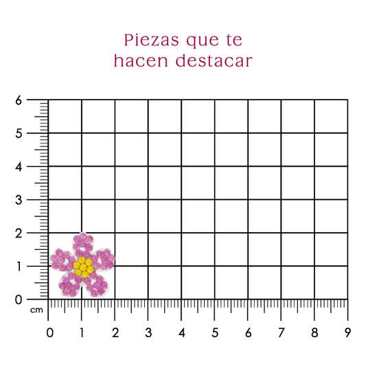 Parche flor 20mm rosa cristal 2mm P488HC