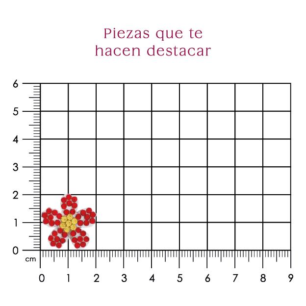 Parche flor 20mm roja cristal 2mm P490HC