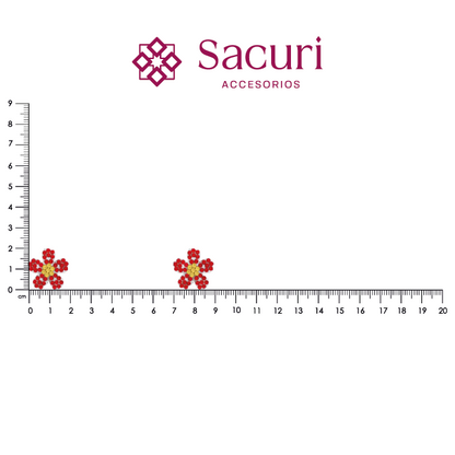 Parche flor 20mm roja cristal 2mm P490HC
