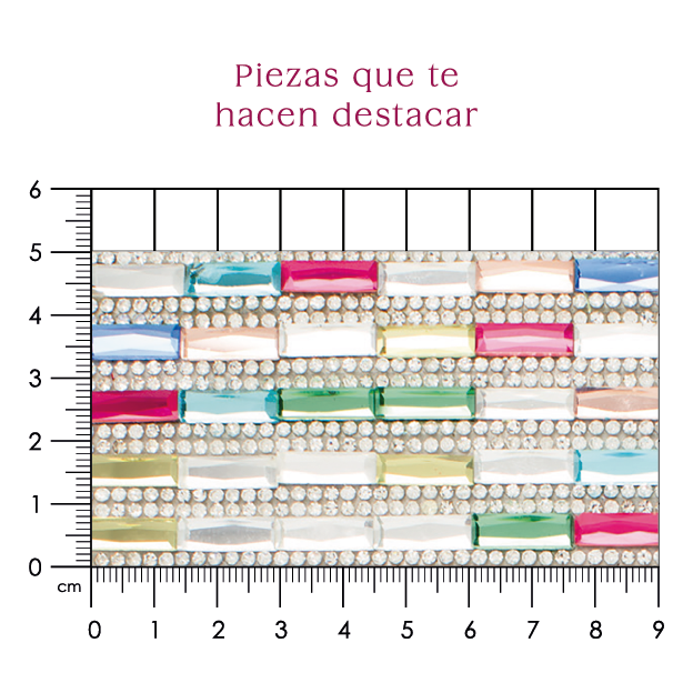 Hoja de crital rectangulo 5x15 Cristal + Multicolor (24x40) P90HC