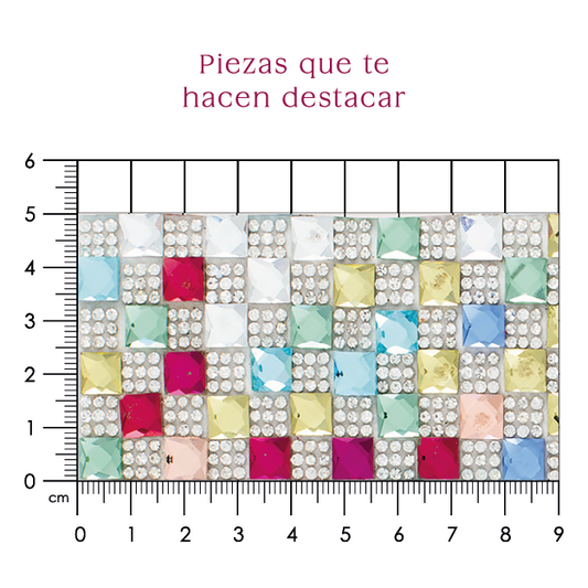 Hoja de cristal cuadro 8 mm cristal+multicolor (24x40) P98HC